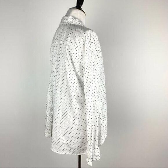 Delias top L white navy blue polkadot button down - Picture 3 of 9